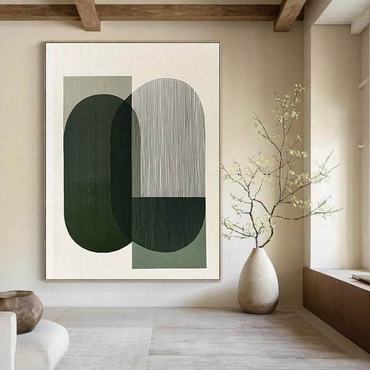 Green and Grey Geometric Shapes for Contemporary Office & Minimalist Living Room STSC1178