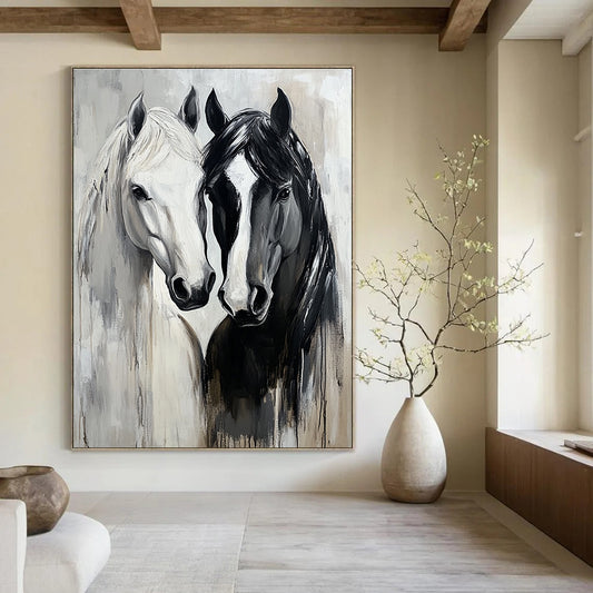 Two Horses’ Heads Art for Equestrian Center & Rustic Home Office STSC1388