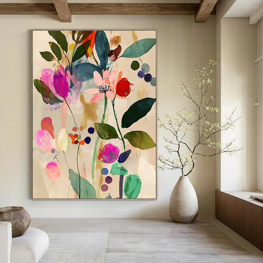 Vibrant Floral Abstract Art for Garden Room & Café STSC043
