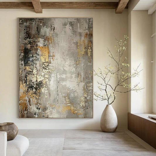 Gray - Gold Abstract Art for Corporate Executive Offices DLZ0123