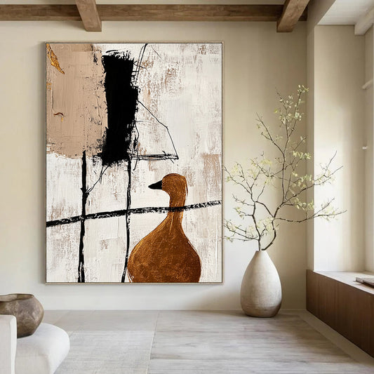 Abstract Duck with Gold Accents for Bohemian - Style Home & Quirky Art Café STSC466