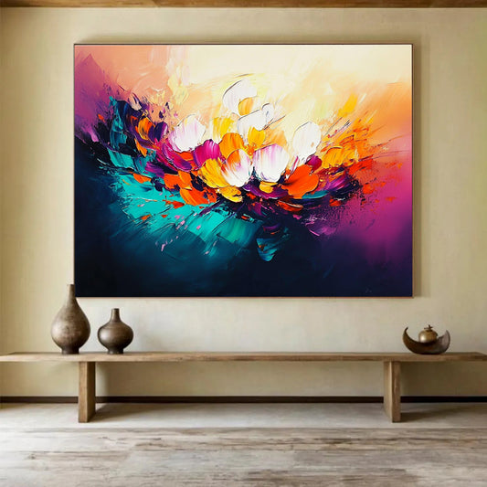 Colorful Flower Burst Art for Romantic Wedding Venue & Bohemian Living Room SC320