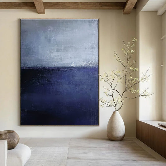 Solitary Figure at Sea Art for Coastal Home Library & Philosophical Retreat STSC1085