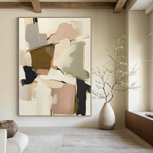 Pink - Brown Geometric Abstract Art for Bridal Boutique & Feminine Home Office DLZ1642