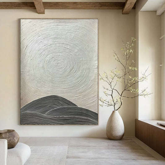 Grey - White Textured Landscape Abstract Art for Living Room & Study DLZ0491