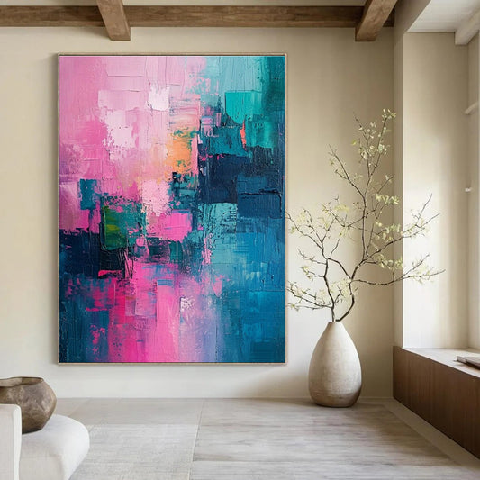 Pink - Blue Abstract Art for Bohemian Boutique Hotel & Creative Studio DLZ1909
