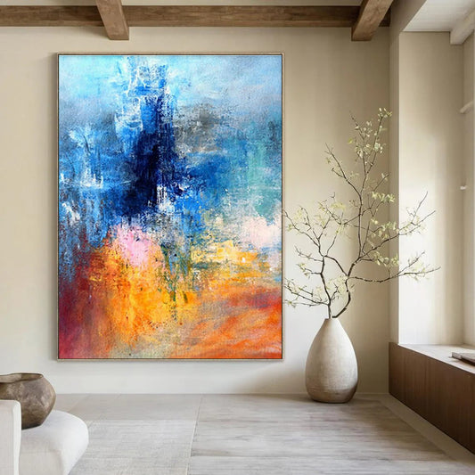 Blue - Toned Abstract Art for Modern Home Office Focus Zones DLZ0003