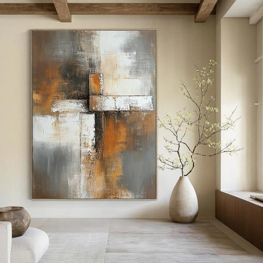 Textured Cross Art for Industrial - Style Café & Art Gallery Corridor STSC811