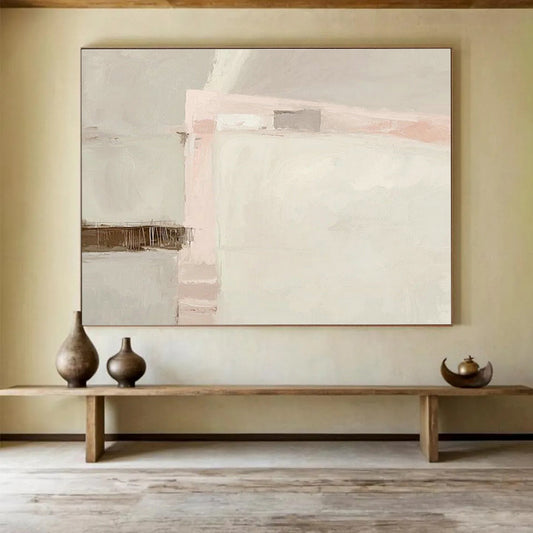 Light Pink - Grey Tone Abstract Art for Minimalist Bedroom DLZ2816