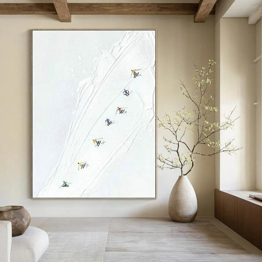 Abstract Ski Scene Art for Mountain Resort Lobby & Sports - Themed Home Den DLZ1613