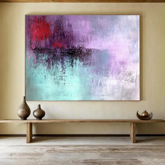 Purple - Red - Teal Abstract Art for Bohemian Living Room & Creative Studio SC221