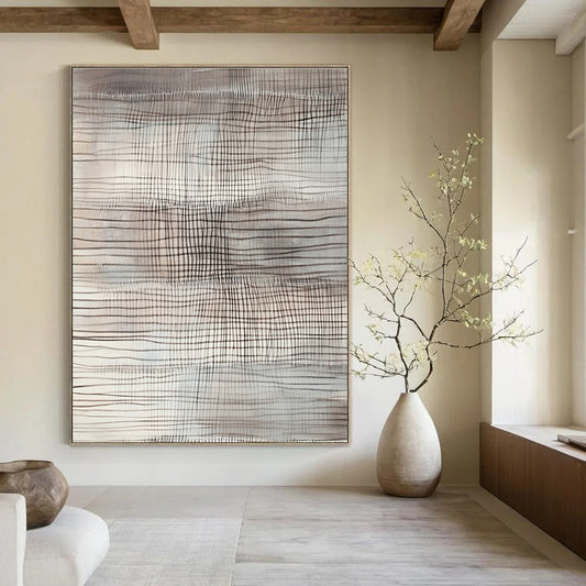 Grid - Patterned Abstract Art for Minimalist Home Office & Calm Home Reading Nook STSC1439
