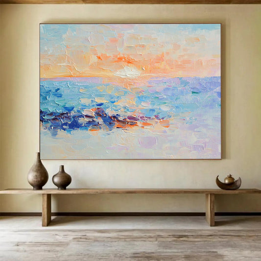 Vibrant Sunset Beach Art for Tropical Resort Lobby & Lively Family Room SC107