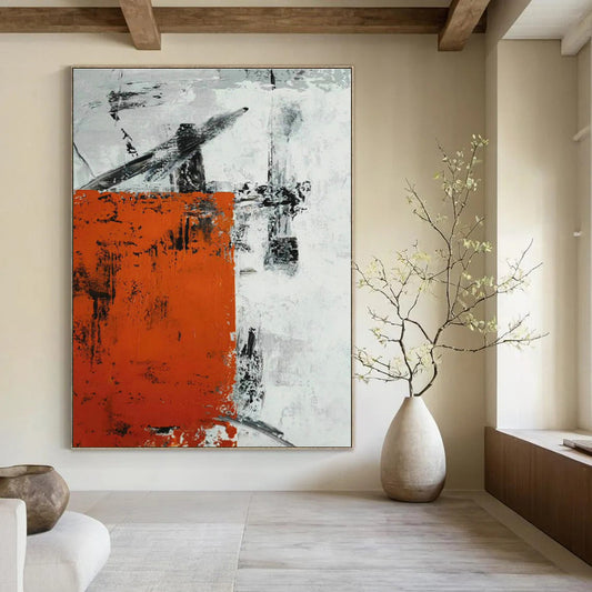 Orange - Grey Abstract Art for Living Room & Office DLZ0512