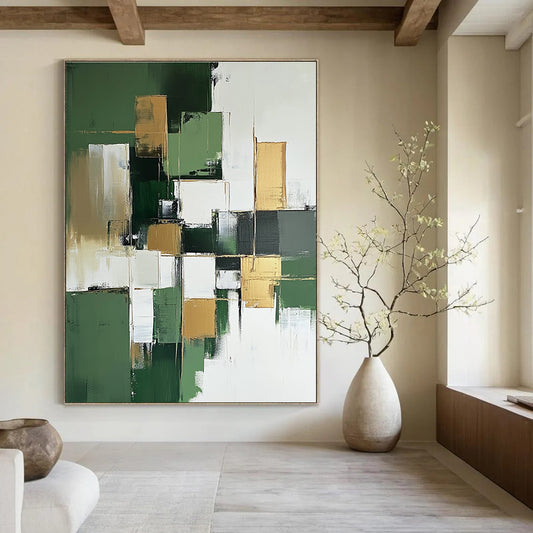 Green and Gold Geometric Abstract for Luxury Home Office & Art Deco - Inspired Lounge STSC611