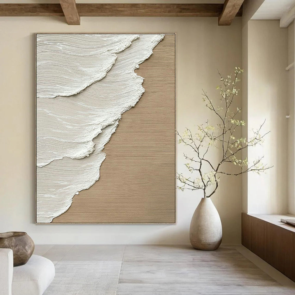 Beige and White Texture Art for Scandinavian - Style Home & Neutral - Toned Studio DLZ2176