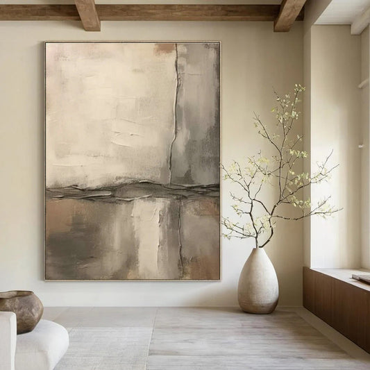 Gray - White Textured Abstract for Contemporary Home Library & Minimalist Art Showroom DLZ1585
