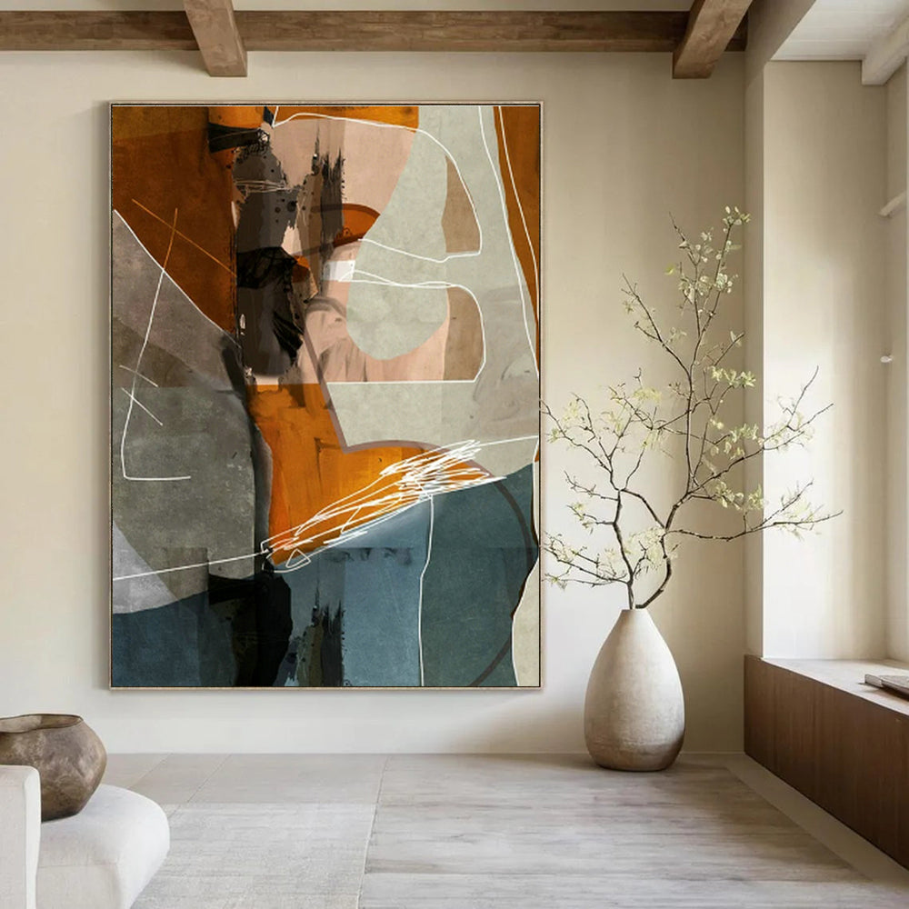 Orange - Geometric Abstract for Contemporary Art Gallery & Creative Studio Break Area DLZ0891