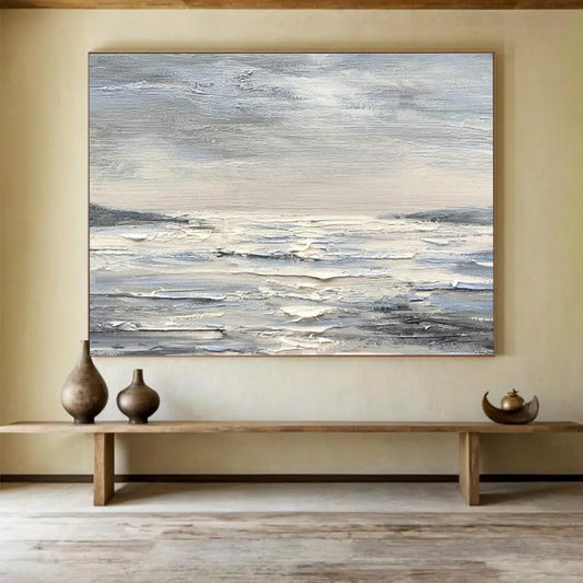 Layered Gray Waves Art for Meditation - Focused Bedroom DLZ3014