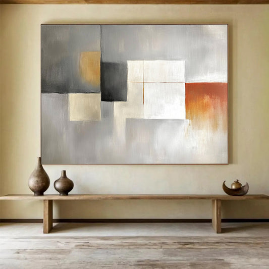 Gray Color Blocks Art for Elegant Home Library & Modern Office SC378
