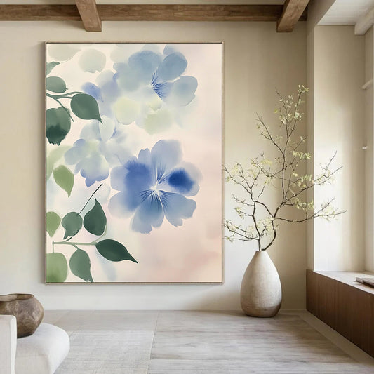 Light Blue Flowers Art for Elegant Home Bedroom & Boutique Hotel Lobby STSC1050
