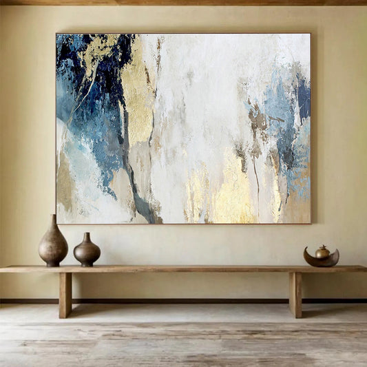 Blue - Gold Abstract Art for Sophisticated Study DLZ2891