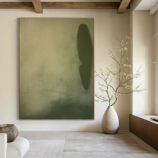 Minimalist Dark Green Abstract for Japandi - Style Study & Calm Yoga Studio DLZ0903