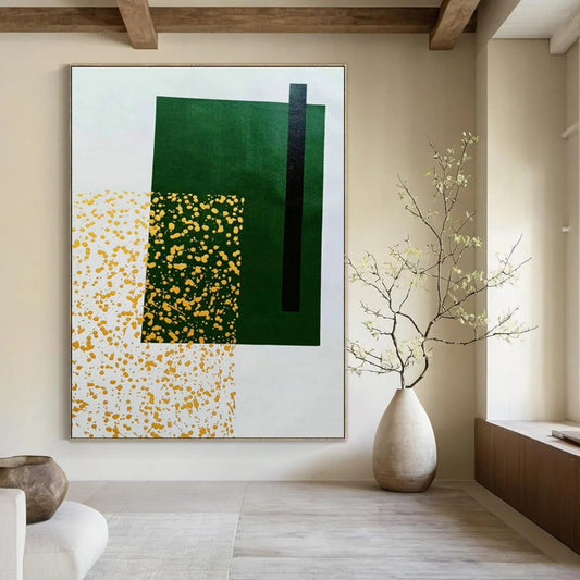 Green and Yellow Geometric Abstract Art for Modern - Tropical Home & Art - Centric Co - working Space DLZ0759
