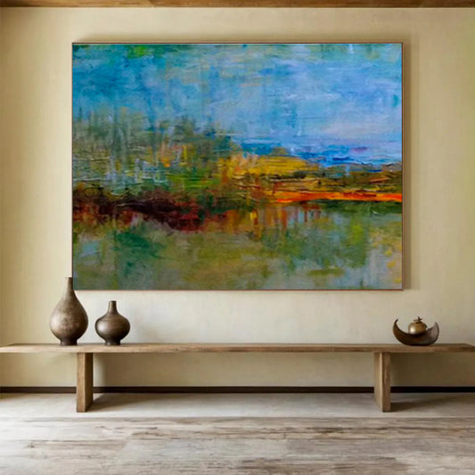Colorful Lakeside Abstract Art for Cozy Living Room DLZ2774