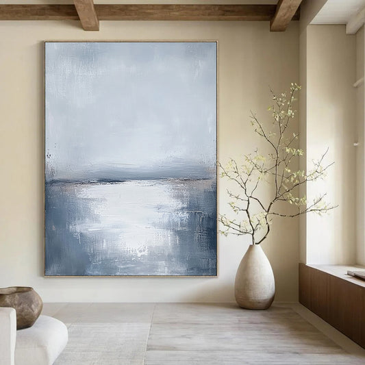 Monochromatic Sea Horizon for Modern Minimalist Bedroom & Calming Meditation Space STSC464