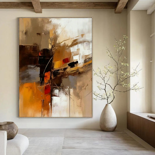 Warm - Toned Abstract Art for Cozy Living Room & Art - Friendly Restaurant DLZ1439