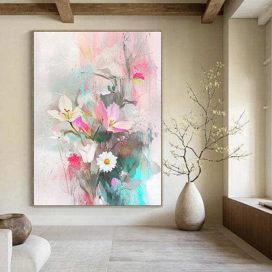 Soft Color Floral Abstract for Girly Bedroom & Art - Centric Café STSC857