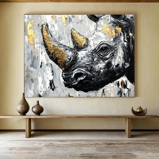 Textured Rhino Portrait Art for Safari - Themed Lounge & Art - Driven Office SC151