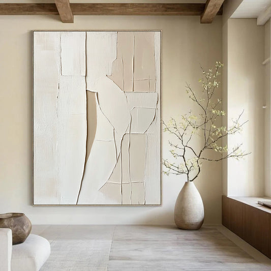 Textured White Abstract Architectural Abstract Art for Modern Home Hallway & Contemporary Art Gallery STSC1467