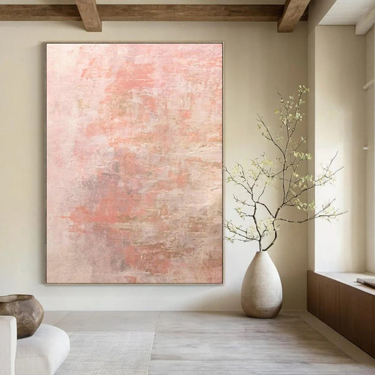 Pink - Gray Abstract Art for Feminine - Themed Bridal Suite Bedrooms DLZ0015