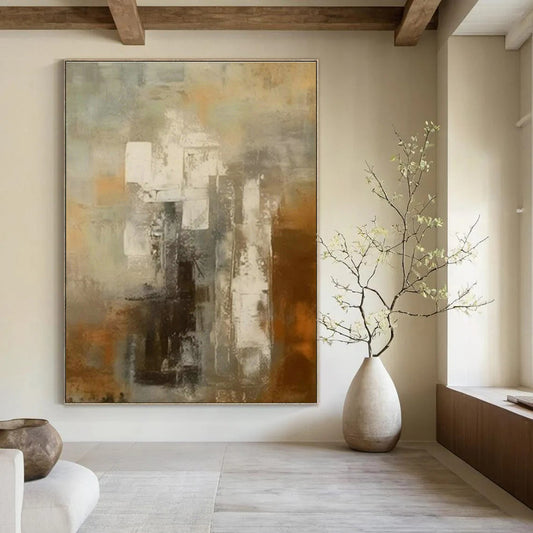 Neutral Geometric Abstract Art for Minimalist Library & Design Studio DLZ1443