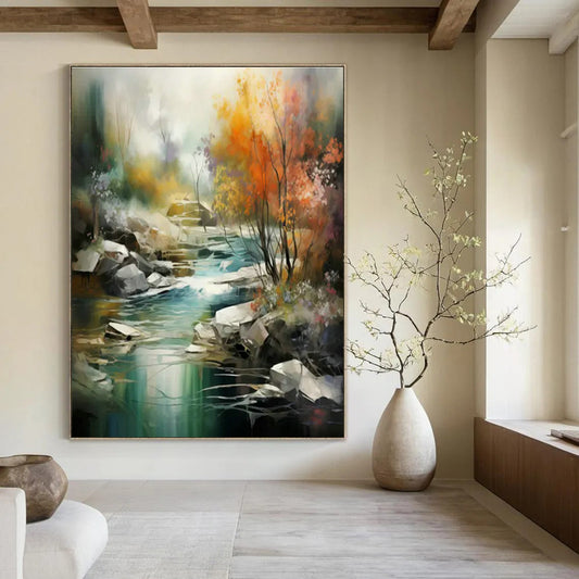 Landscape Oil Painting for Rustic Home Retreat & Nature - Themed Café DLZ1716