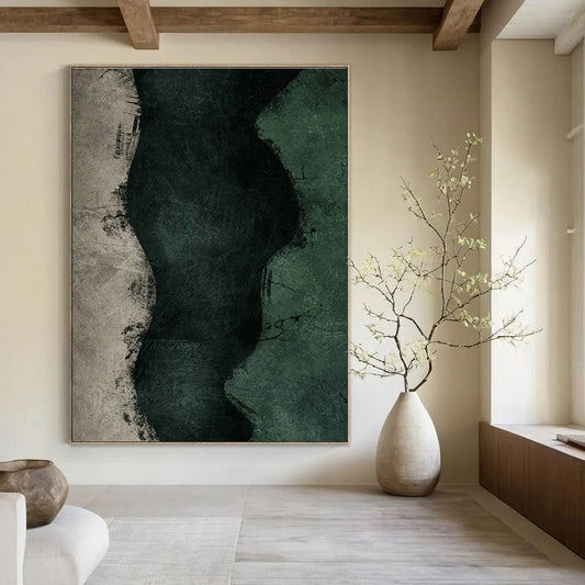 Textured Green Waves Art for Coastal - Inspired Bathroom & Nature - Themed Spa DLZ1378