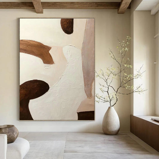 Brown - White Abstract Art for Bohemian Living Room & Art Gallery DLZ1187