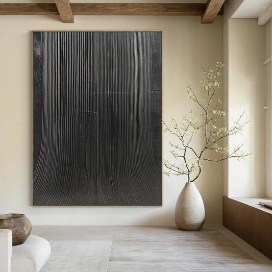 Black Ribbed Texture for Modern Office Lobby & Art Gallery STSC1280