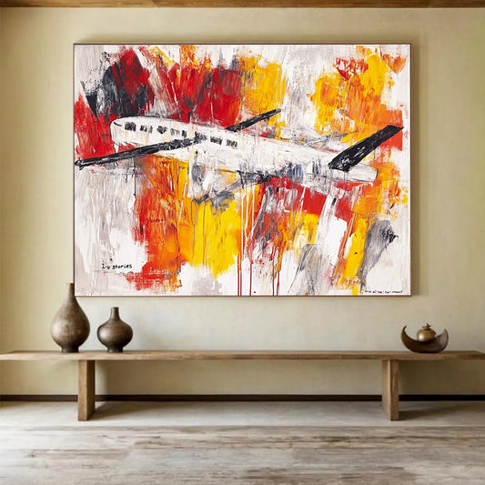 Abstract Plane Painting Art for Aviation - Themed Bar & Adventure - Lover’s Study SC333