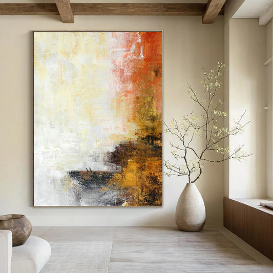 Yellow - Orange Abstract Art for Modern Café Communal Tables DLZ0066