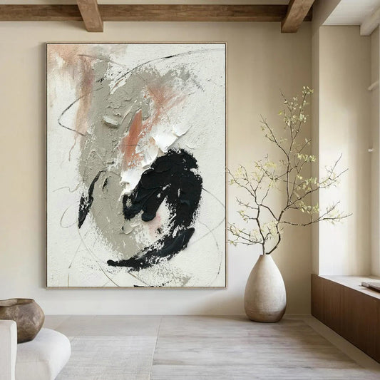 Gray - Pink - Black Abstract Art for Bohemian Café & Feminine Home Office DLZ1691