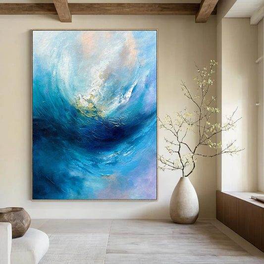 Blue Swirl Art for Beachfront Home Living Room & Ocean Conservation Center DLZ1528