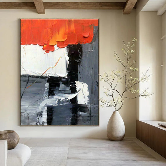 Red - Black - White Abstract Art for Corporate Boardroom & Modern Art Museum DLZ1065