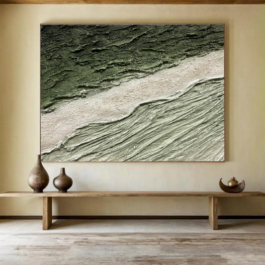 Green - Mud Textured Art: Bring Nature’s Rough Charm to Your Study DLZ2385