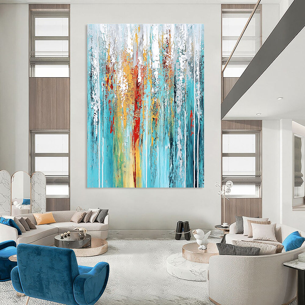 Colorful Dripping Abstract for Creative Art Studio & Eclectic Home Living Room STSC374