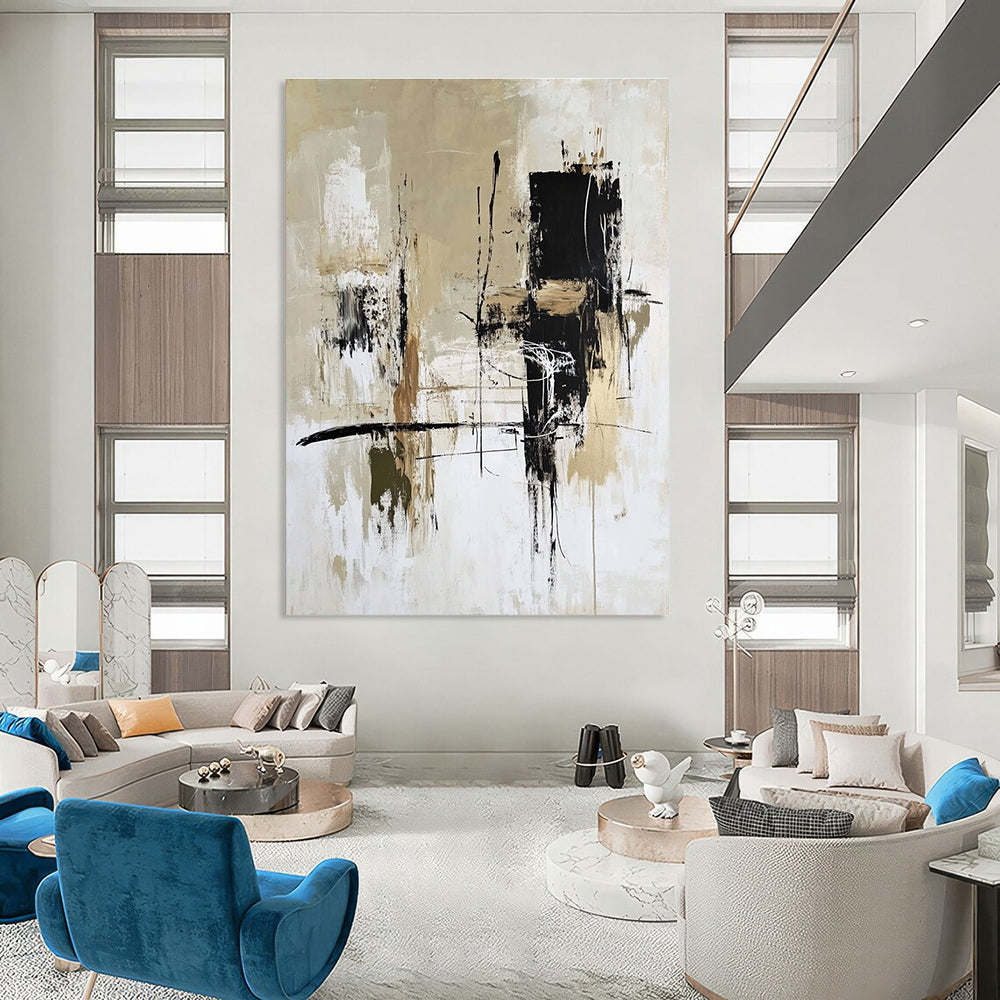 Beige and Black Abstract with Lines for Creative Studio & Industrial - Chic Loft STSC413