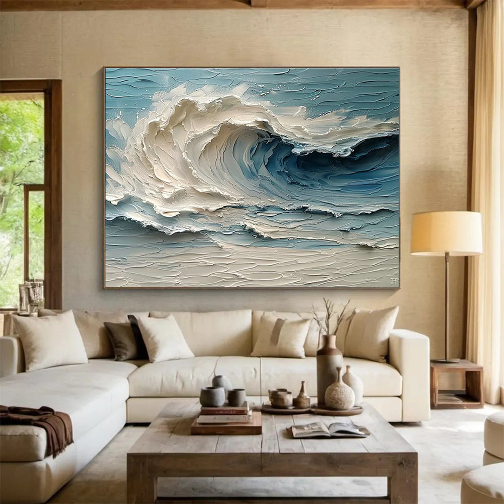 Textured Sea Wave Art for Coastal Seafood Restaurant Bar Counters DLZ3200