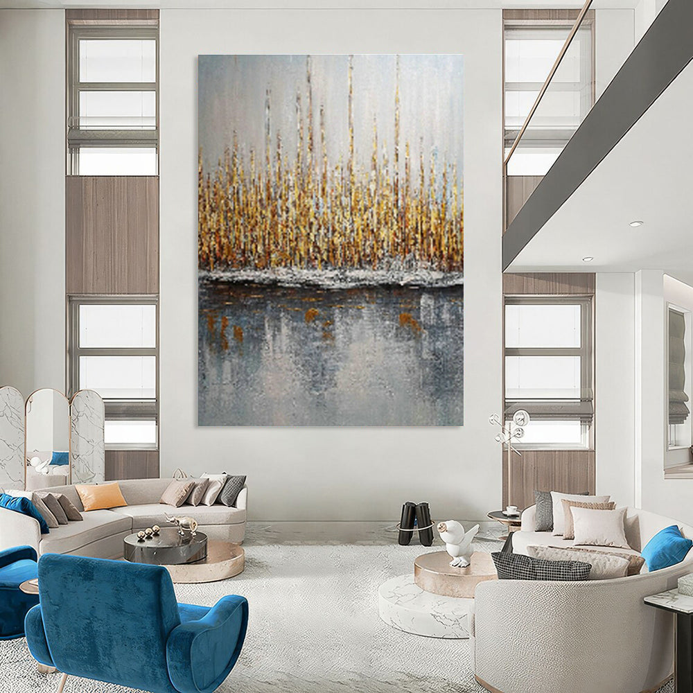 Golden Reeds Reflection for Lakeside Bed - and - Breakfast & Nature Lover’s Home Office DLZ0888
